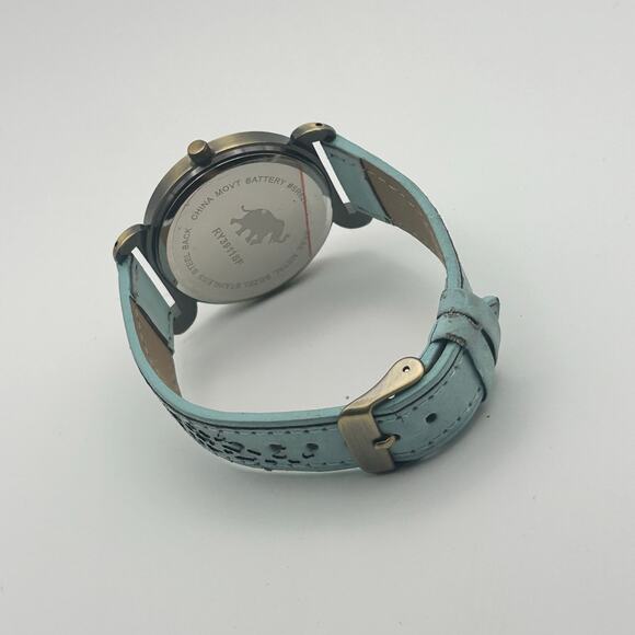 Women’s Elephant Dial Stainless Steel Blue Leather Watch Working New Battery - Picture 7 of 8